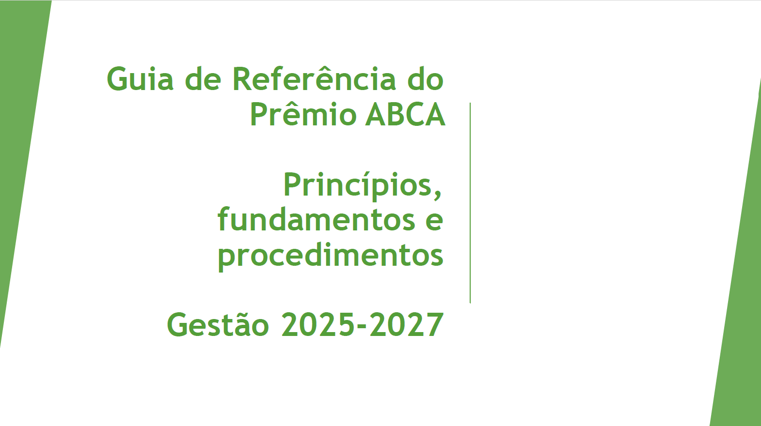 Publicação: Guia de Referência do Prêmio ABCA (Gestão 2025–2027)